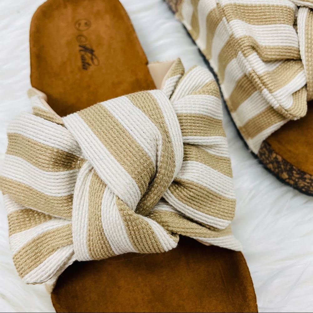 Beige striped knot sandal - Picture 7 of 10